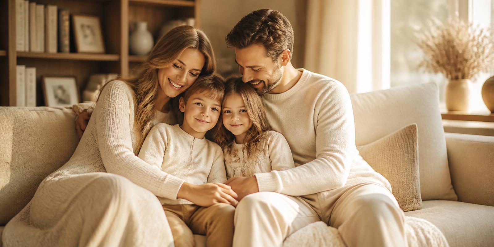 Família reunida com seus animais de estimação